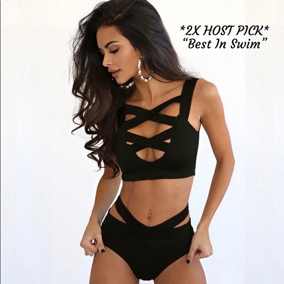 Other - 🎉2X HP!🎉 Black Criss-Cross Bra Bikini Suit